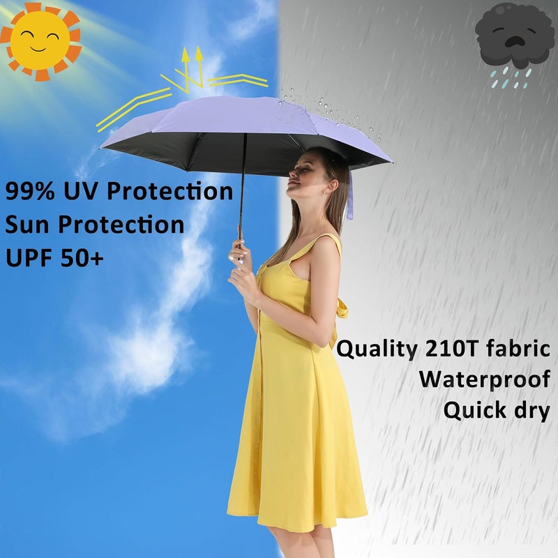 BAODINI Small UV Protection Travel Umbrella Compact for Rain and Sun UPF 50+ Windproof Portable 42 inch Umbrella for Women and Men - Image 2